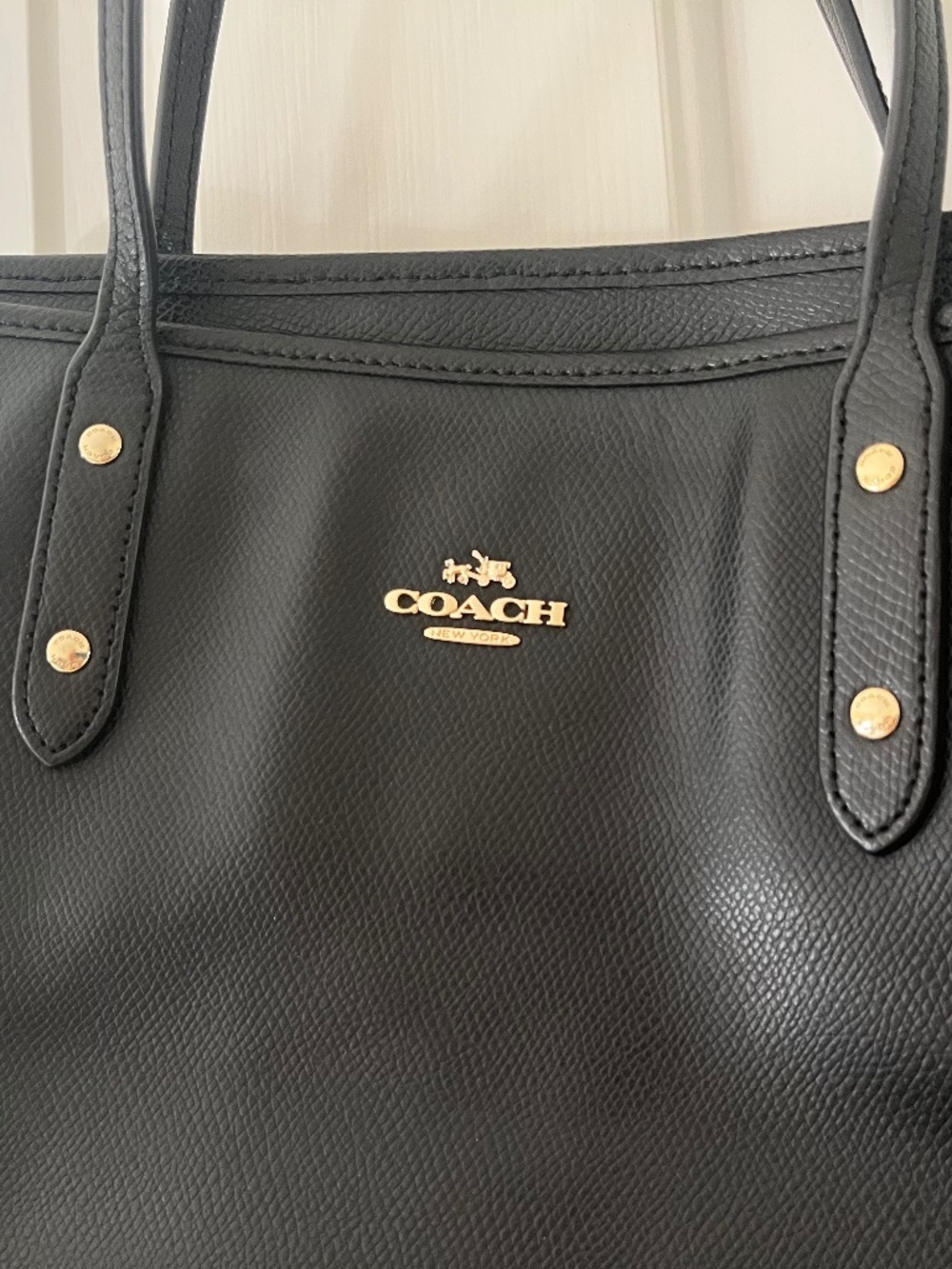 Coach black leather tote